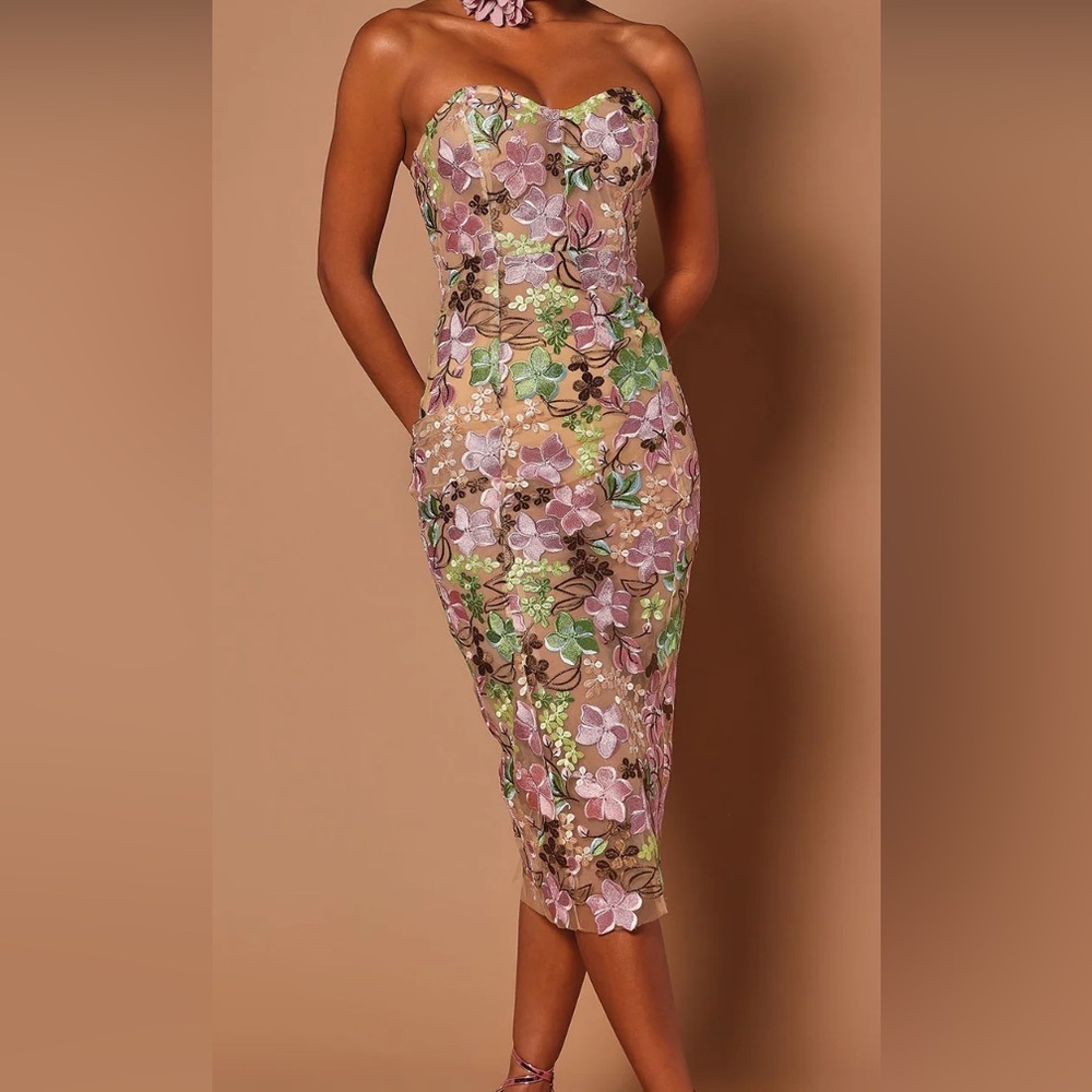Fashion Nova Multicolor Floral Midi Dress